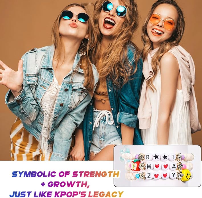 AICase for Korea-Pop Merch Gifts Toys Inspired Bracelets 3 Pcs Stackable Stretch Friendship Beaded Bracelets for Unique Merchandise Jewelry Gifts for Fans Women Men Stocking Stuffers_Crystal