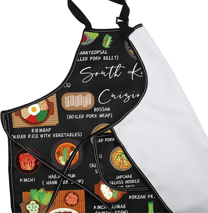 VAMSII South Korea Lover Gift South Korea Cuisine Apron With Pockets South Korea Food Lover Gift South Korea Merch