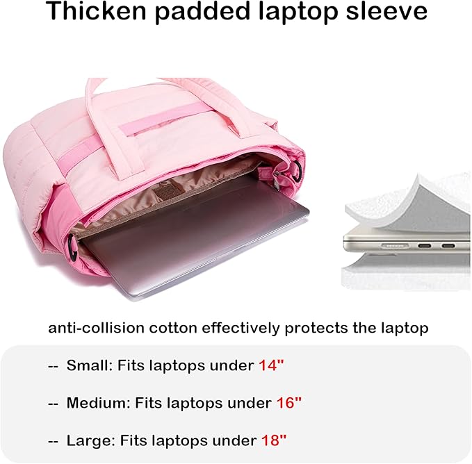 AOCINA Puffer Tote Bag for Women Quilted Work Bag Nurse Bags Women's Shoulder Handbags for Travel Gym Gifts Laptop Purse