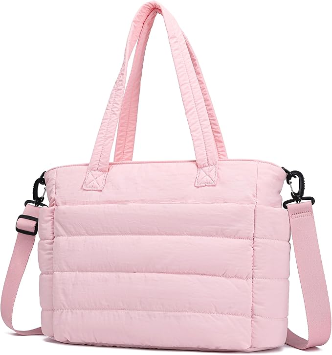 AOCINA Puffer Tote Bag for Women Quilted Work Bag Nurse Bags Women's Shoulder Handbags for Travel Gym Gifts Laptop Purse