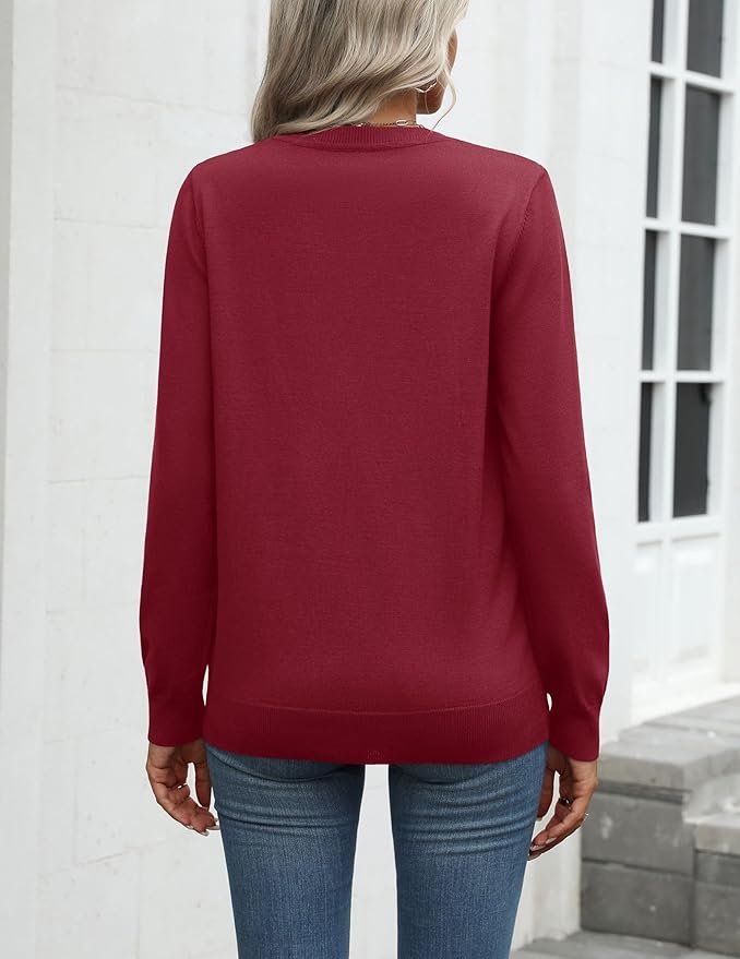 Zeagoo Womens 2026 Fall Sweaters Long Sleeve Tops Classic Crew Neck Pullover Sweaters Loose Dressy Casual Basic Clothes