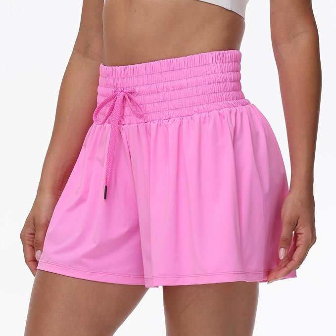 Blaosn Flowy Athletic Shorts for Women Gym Workout Running Short Pants High Waist Skort with Pocket Casual Summer Clothes