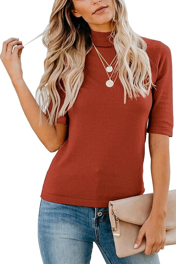 LETSRUNWILD Business Casual Tops for Women Dressy Cute Tops Mock Turtleneck Tshirts Shirts