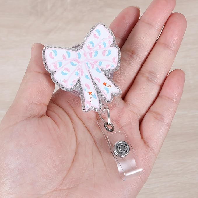 Labor and Delivery Nurse Badge Reel, Cute Retractable ID Card Bow Badge Holder Clip, Funny Medical Badge Buddy for NICU OB GYN Pediatric RN LPN CNA MA ER ED Night Shift Nurse Doctor, Nurses Gifts