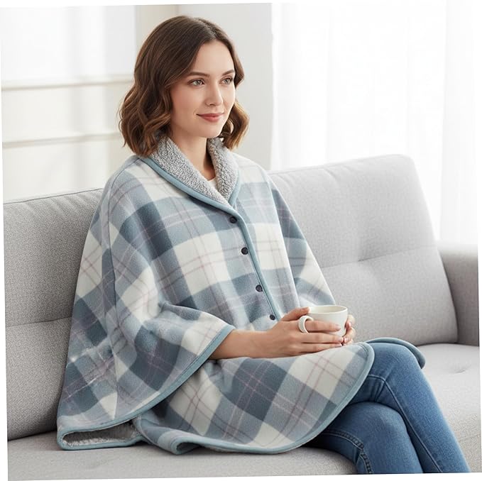 Wearable Blanket Soft Warm Plush Blanket with Buttons Shawl Wraps for Women Men Office Home 31.5x51.2in