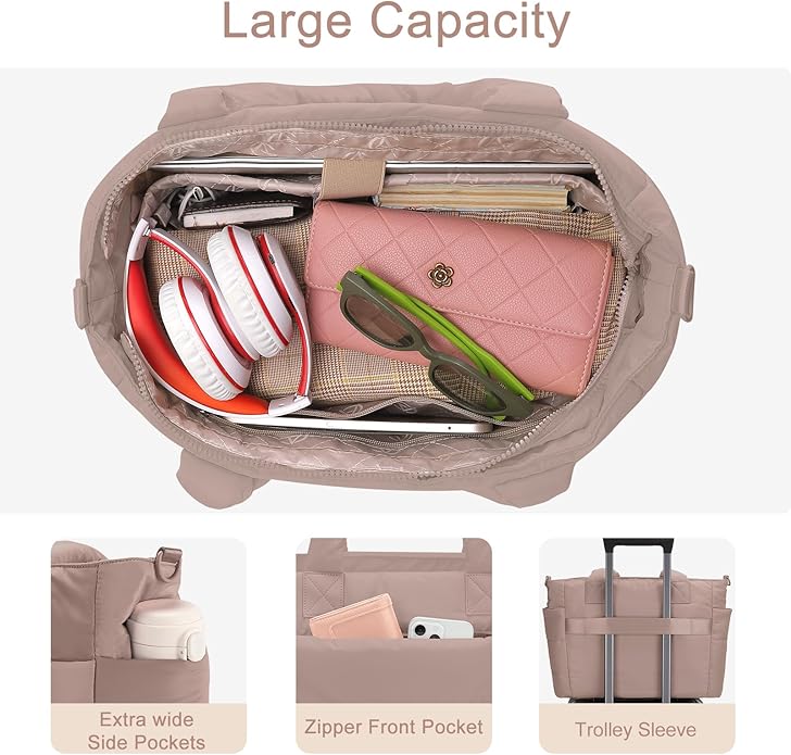 Tote Bag for Women Puffer Tote Bag Large Nurse Bags Shoulder Handbag with Zipper for Work Travel