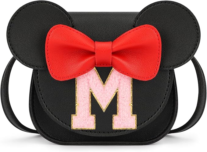 mibasies Toddler Purse Girl Gifts: Girls Birthday Gifts for 3-8 - Toys for Ages 2-4 Girls Mouse Ears Purse, Black, Letter M