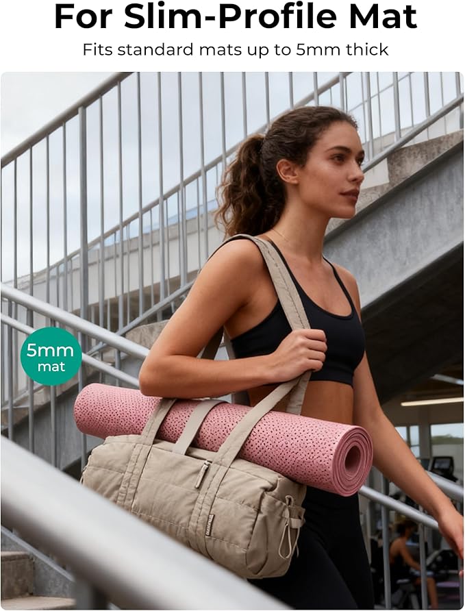 BAGSMART Reiki Gym Bag for Women, Medium Yoga Mat Crossbody Bag with Wet & Dry Pocket, Quilted Gym Shoulder Bag for Weekend, Lavender Gray