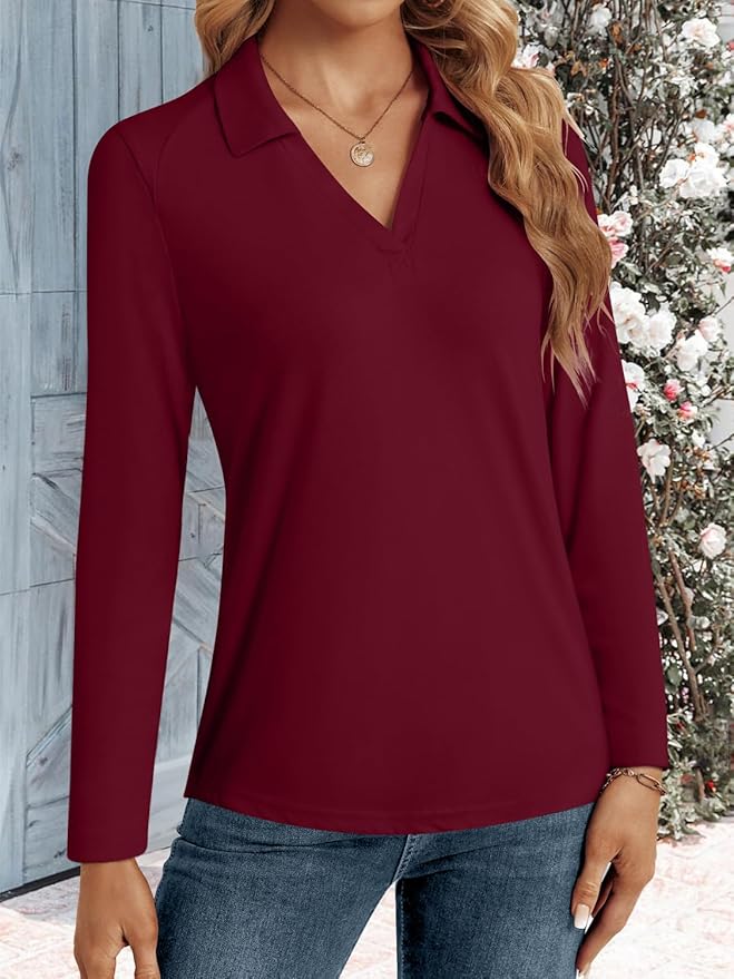 3/4 Length Sleeve Womens Tops Dressy Casual V Neck Polo Shirts Business Work Blouses 2025 Trendy Tunic Top