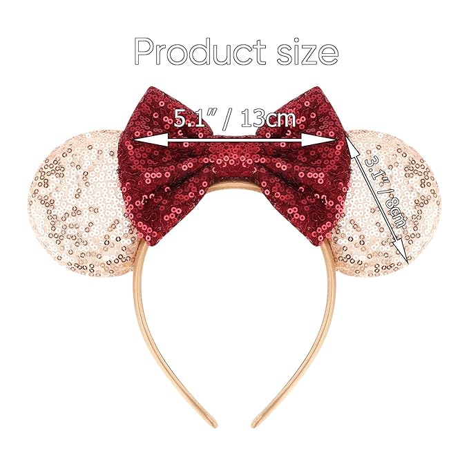 DRESHOW Mouse Ears Bow Headbands Glitter Party Decoration Cosplay Costume for Women