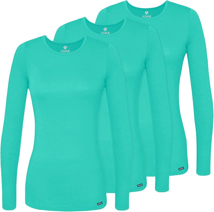 Adar Underscrubs for Women 3 Pack - Long Sleeve Underscrub Comfort Tee