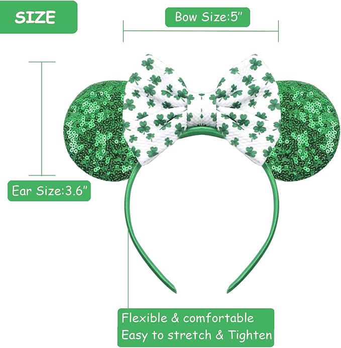 Sequin Mouse Ears Headbands for Women Girls Boys, Glitter Bows Headband for Kids Adults Birthday Party Costume Halloween