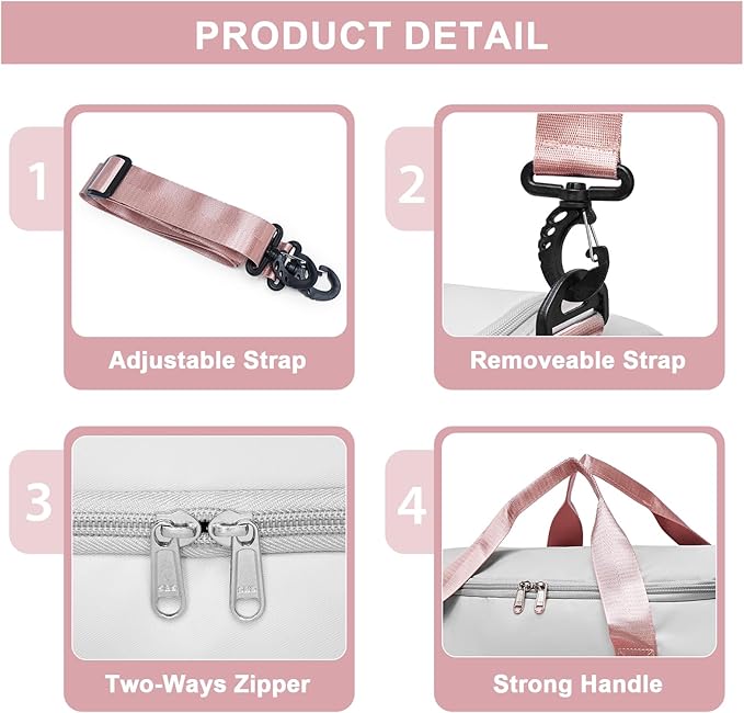 Small Gym Bag for Women, Travel Duffle Bag Carry On Weekender Bag with Shoe Compartment
