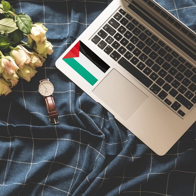 CANTENDO 5Pcs Palestine Flag Decal Sticker - Palestinian Flags Reflective Vinyl Car Stickers - for Car Window Bumper Waterproof Sticker (2.5 x 4.5 Inch)