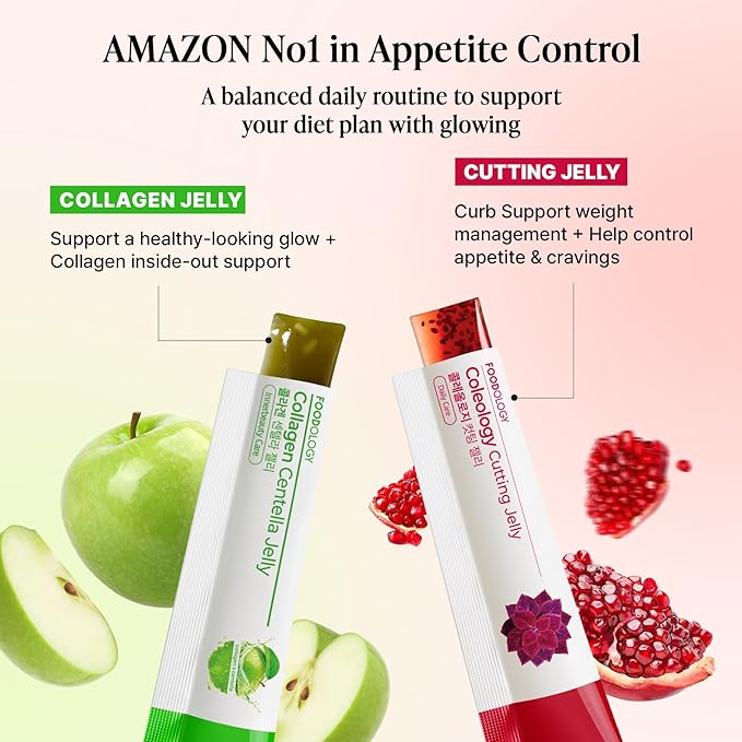Stick Jelly Duo: Cutting & Collagen Jelly Set, Korean Supplement, Christmas Gifts Stocking Stuffers for Boosting Metabolism and Skin Hydration, Collagen, Centella Asiatica, Garcinia Cambogia Jel
