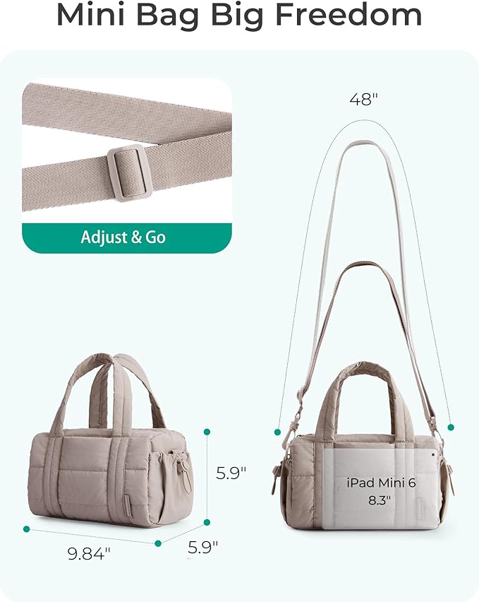 BAGSMART Reiki Mini Gym Bag for Women, Small Dance Bag, Mini Crossbody Bags for Women with Detachable Strap, 5L Shoulder Bag(9.8 * 5.9 * 5.9 inches), Black