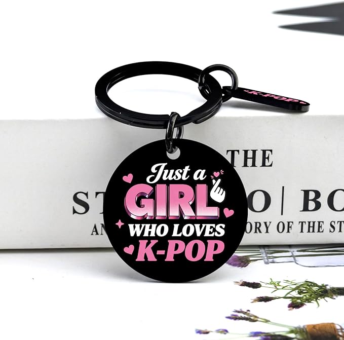 Kpop Merch For Girls Kpop Stuff For Girls k-Pop Gifts For Teen Girl Music Lovers Birthday Party Favor Decorations For Korea-Pop Lovers Friends Bestie Women Just a Girl Who Loves k-Pop Keychain