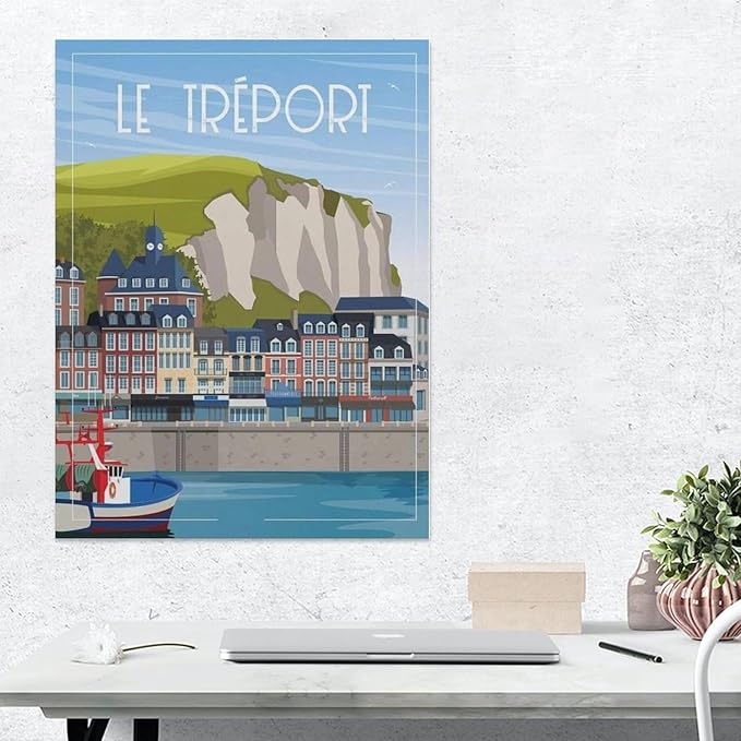 1000 Piece Jigsaw Puzzle，Le Tréport France Vintage Travel Poster，Adults Children Paper Toy Educational Game（38x26cm）-BN25