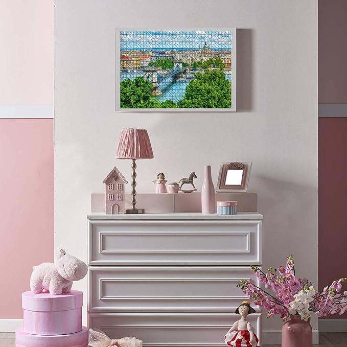 Chain Bridge on Danube River in Budapest City Hungary Urban 500 Piece Jigsaw Puzzle Game - Colorful Large Puzzles Artwork for Adults Teens Puzzle Game Toy Gift