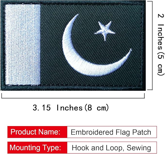 EmWoot 2PCS Pakistan Flag Patch Embroidered Morale Patch Military Tactical Patches Hook and Loop