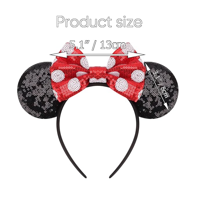 DRESHOW Mouse Ears Bow Headbands Glitter Party Decoration Cosplay Costume for Women