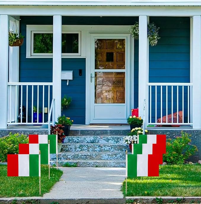 GSYLPFT 12 Pack Italian Flags on Sticks Italy Small Mini Hand Held Flags for Office Classroom Holiday Party Decorations