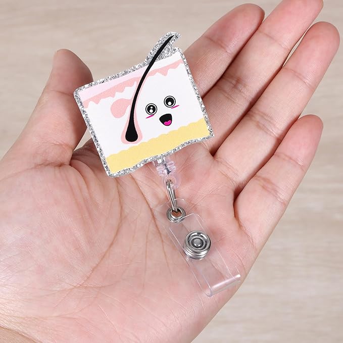 Funny Dermatologist Badge Reel, Cute Cosmetic Dermatology Retractable ID Card Badge Holder, Name Work Badge Clip for Dermatopathology Lab Plastic & Reconstructive Surgery Doctor, Nurse Doctor Gifts