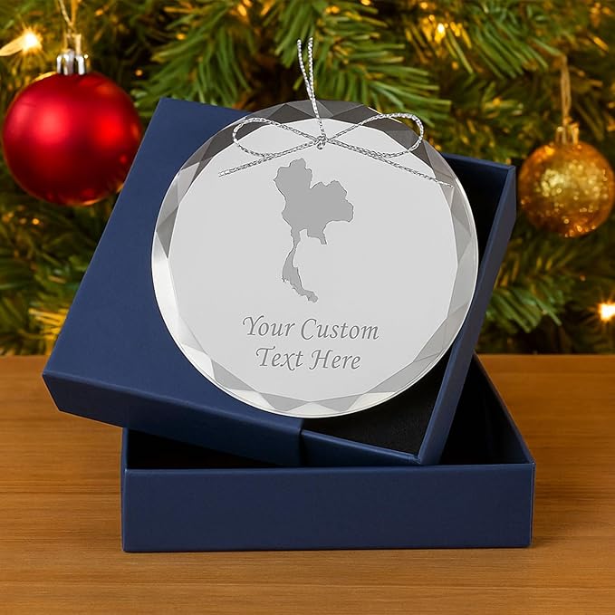 Myanmar, Personalized Travel Christmas Ornament – Customized Engraved Glass Keepsake - Custom Family Trip & Vacation, 2024, 2025, 2026, 2027 & Name – Destination Xmas Holiday Ornament