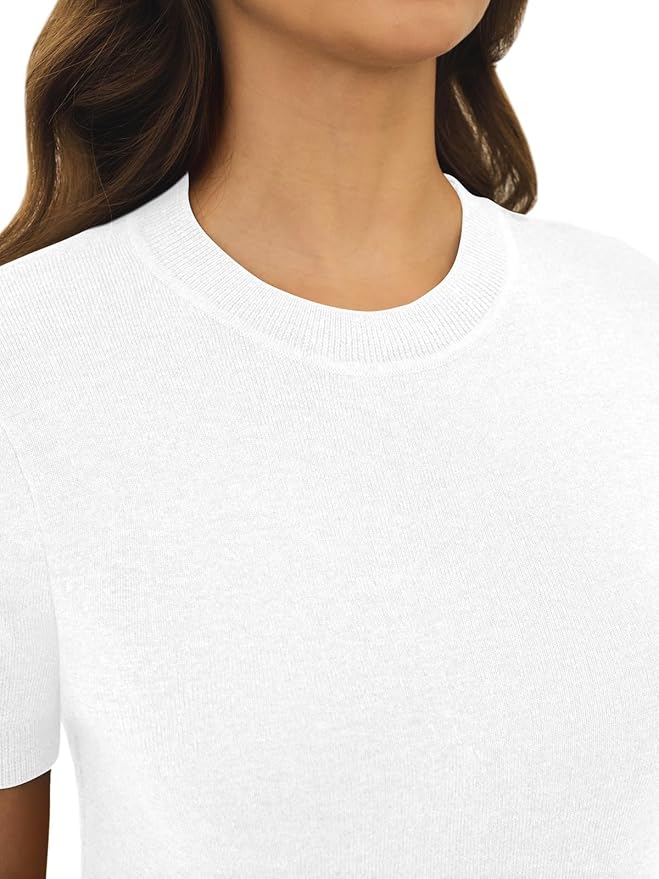 Women's Soft Short Sleeve Wool Blend Pullover Sweater for Business Casual & Fashion