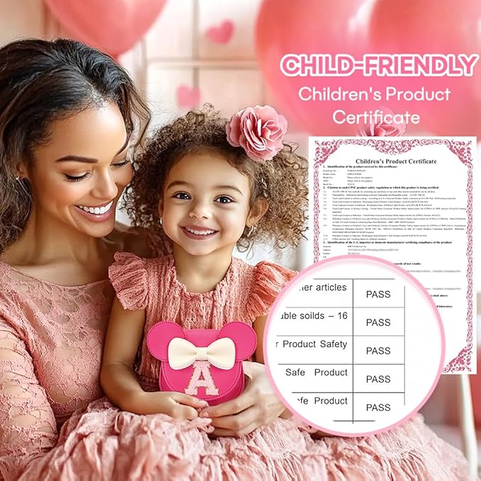 mibasies Toddler Purse Girl Gifts: Girls Birthday Gifts for 3-8 - Toys for Ages 2-4 Girls Mouse Ears Purse, Hot Pink, Letter S
