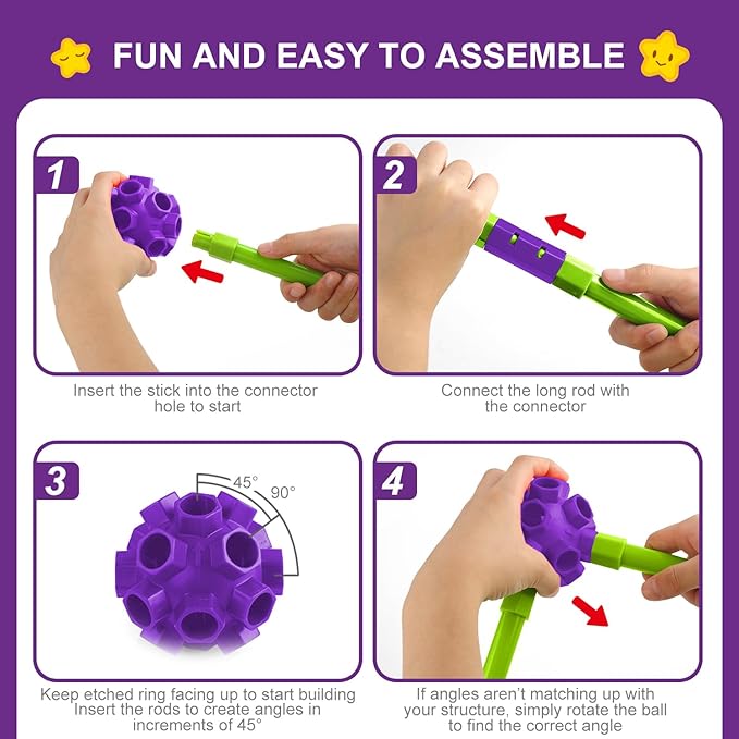 Fort Building Kit for Kids,STEM Construction Toys, Educational Gift for 3 4 5 6 7 8 9 10 11 12 Years Old Boys and Girls,Ultimate Creative Set for Indoor & Outdoors Activity,140 Pcs,Purple