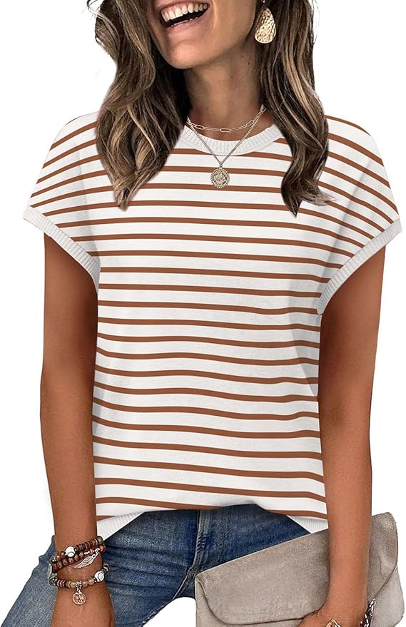 WIHOLL Short Sleeve Sweater for Women Summer Tops Crew Neck Fashion Clothing Tshirts Shirts Travel Outfits Dressy Casual
