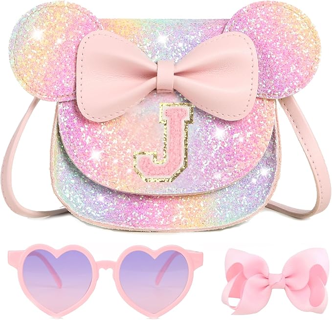 PRLINJSK Toddler Purse for Girls Birthday Gift, Little Girls Purse Kids Wallet Mouse Crossbody Bag Gift Set