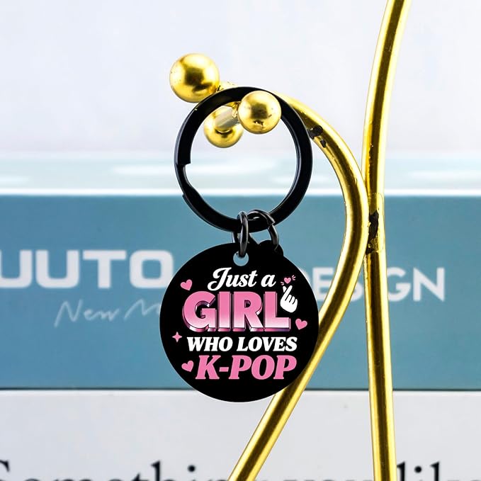 Kpop Merch For Girls Kpop Stuff For Girls k-Pop Gifts For Teen Girl Music Lovers Birthday Party Favor Decorations For Korea-Pop Lovers Friends Bestie Women Just a Girl Who Loves k-Pop Keychain