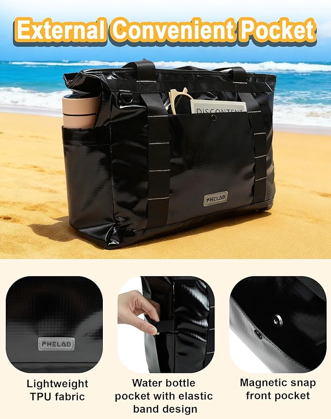 Tote Bag for Women, Lightweight Beach Bag with Laptop Pocket for Teacher Nurse, Travel Shoulder Handbag for College