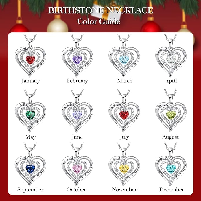 REDBEE Necklaces for Women Birthstone Heart Necklace Jewelry for Wife Girlfriend Woman Necklace