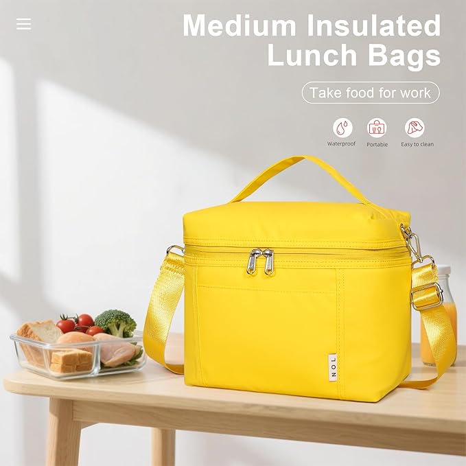 NOL Natural Organic Lifestyle Insulated Lunch Bags for Women Cooler Bag Lightweight Nylon Waterproof Lunch Box For Work