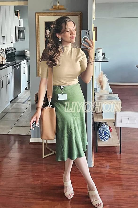 LIYOHON Womens Tops Dressy Casual Mock Turtleneck Business Short Sleeve T Shirts Going Out Tops 2026