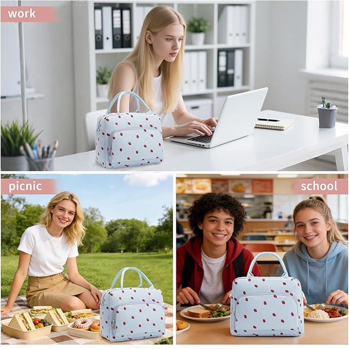 Lunch Box for Women Insulated Lunch Bag Women Adult Cute Lunch Bags Reusable Lunchbox Cooler Tote Bag for Work Picnic