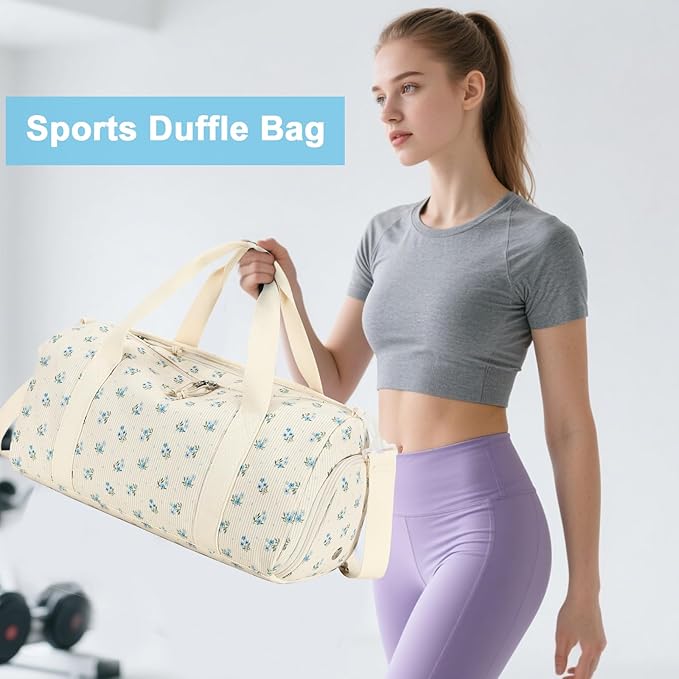 BTOOP Duffle Bag for Gym Sports Women Girls Workout Travel Bag Weekender with Shoe Compartment and Wet Pocket