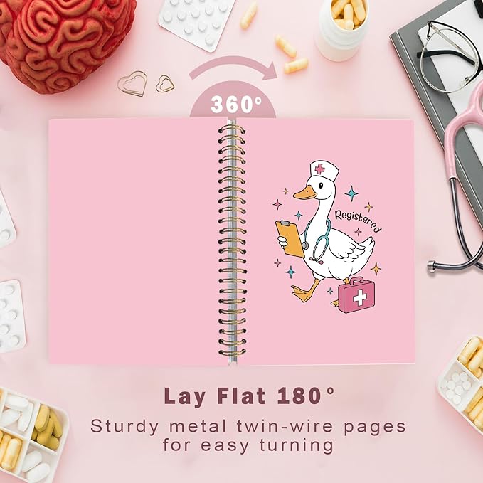 Lacama Funny Nurse Gifts, Pink Funny Goose Nurse Notebook Journal for Women, Gifts for Nurses, Christmas Gift, Nurse Essentials, Nursing School Essentials, Notebook for School Office Supplies 5.5x8.3 In