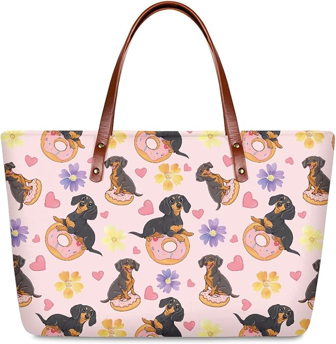 Womens Zip Up Tote Handbag Daisy Print Large Capacity Tote Purse Handbag Big Tote Bag Purse For Work Laptop