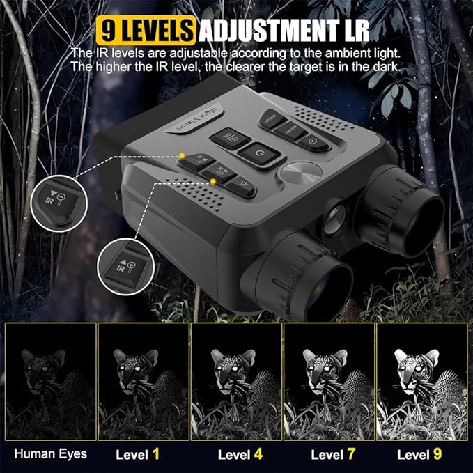 4K Night Vision Goggles - Night Vision Binoculars for Adult, 10X Digital Zoom, 3'' HD Screen, Up to1640FT Viewing Range, with 64GB TF Card to Save Photos Videos, Camping Hiking Security Gifts for Men