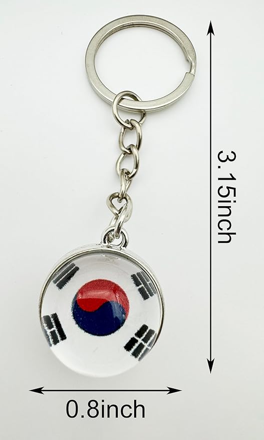 LLBFHH 3 Pcs Korea Flag Key Chain,Cool Keychain for Car Keys, Stainless Steel Keyrings & Keychains,Used for Home Decoration, Jewelry Hanging Decorations.