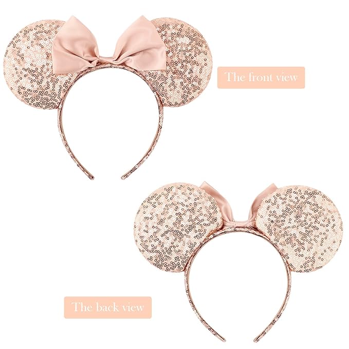 DRESHOW Mouse Ears Bow Headbands Glitter Party Decoration Cosplay Costume for Women