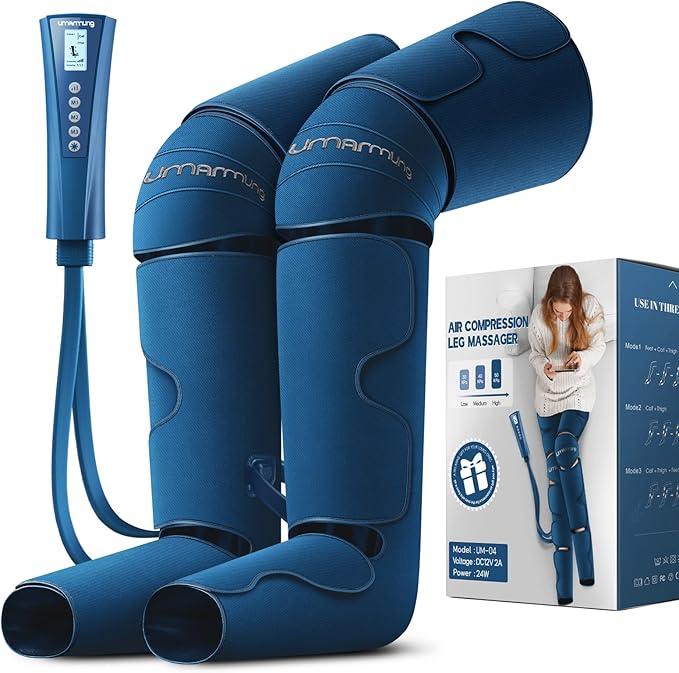 Air Compression Leg Massager with Heat - Ideal Christmas, Mother's Day and Father's Day Gifts for Men, Women, Dad, Mom - Relieves Foot and Knee Pain, Eases Varicose Veins, Cramps, Swelling and Edema