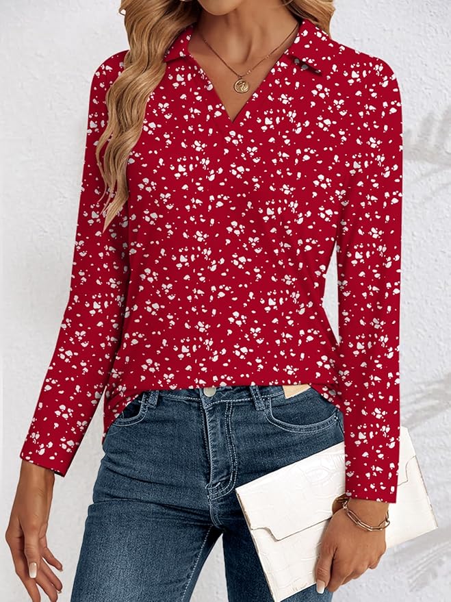3/4 Length Sleeve Womens Tops Dressy Casual V Neck Polo Shirts Business Work Blouses 2025 Trendy Tunic Top
