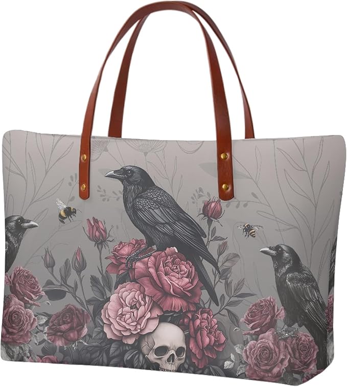 Womens Zip Up Tote Handbag Daisy Print Large Capacity Tote Purse Handbag Big Tote Bag Purse For Work Laptop
