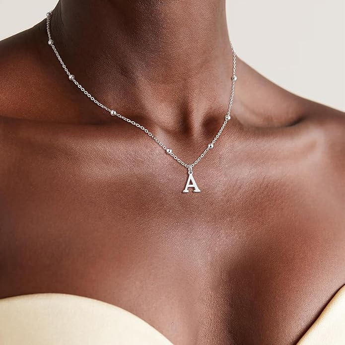 MDIEEL Initial Necklaces for Women Dainty 14k Gold Plated A-Z Letter Pendant Name Necklaces Cute Charm Choker Fashion Accessories Non Tarnish Trendy Jewelry Gift