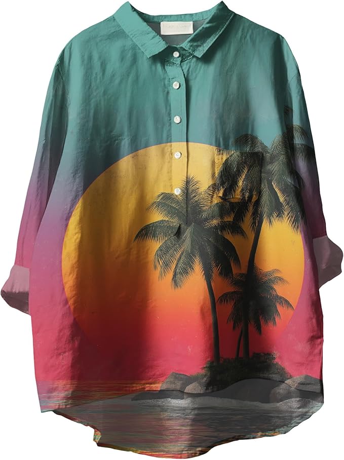 Women Funny Graphic Long Sleeve Floral Blouses Plus Size Button Shirts Casual Cute Vneck Fall Tunic Tops Trendy